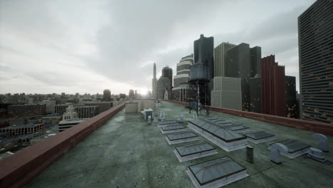 The-roof-of-building-with-skyscrapers-view-on-the-city