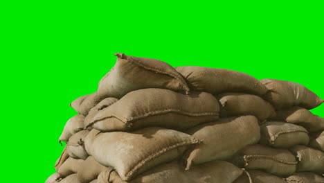 Sandsäcke-Für-Den-Hochwasserschutz-Oder-Für-Militärische-Zwecke-Auf-Grünem-Chromakey-Hintergrund