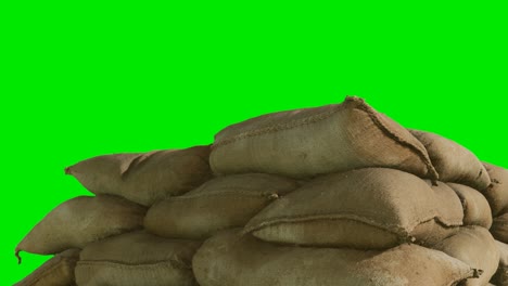 Sandsäcke-Für-Den-Hochwasserschutz-Oder-Für-Militärische-Zwecke-Auf-Grünem-Chromakey-Hintergrund