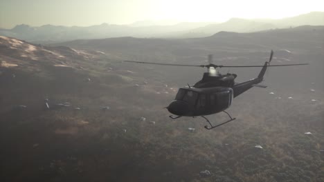 Helicóptero-Militar-De-Los-Estados-Unidos-En-Cámara-Lenta-En-Vietnam