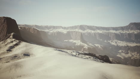 Schneebedeckte-Berge-Mit-Tiefen-Schluchten-Und-Felsklippen