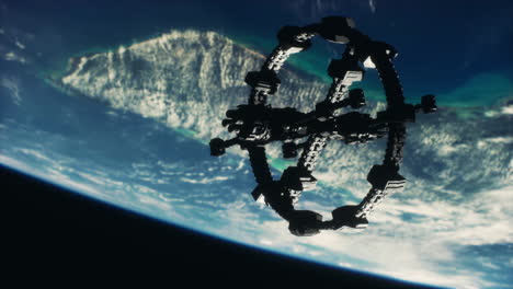 Raumstation-über-Der-Erde.-Bildelemente-Der-NASA