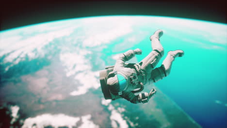 Astronauta-Flotando-Sobre-La-Tierra-Elementos-De-Esta-Imagen-Proporcionados-Por-La-Nasa