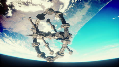Raumschiff,-Das-Die-Erde-Umkreist.-Elemente-Dieses-Von-Der-NASA-Bereitgestellten-Bildes
