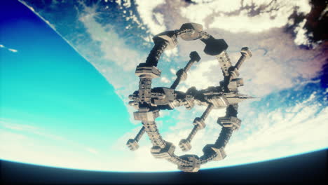 Riesiges-Raumschiff-Nimmt-Position-über-Erdelementen-Ein,-Bereitgestellt-Von-Der-NASA