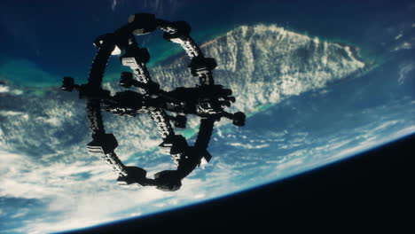 Satélite-Espacial-Orbitando-La-Tierra-Elementos-De-Esta-Imagen-Proporcionados-Por-La-Nasa