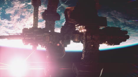 Außerirdisches-Mutterschiff-In-Der-Nähe-Von-Erdelementen,-Bereitgestellt-Von-Der-NASA