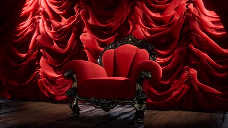 Luxuriöse-Theatervorhangbühne-Mit-Stuhl