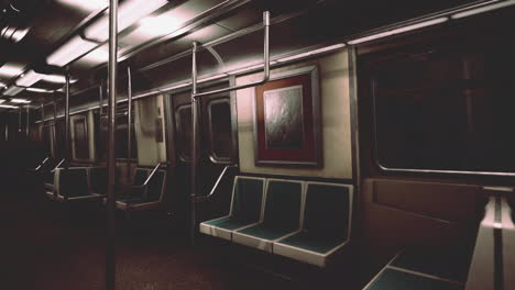 Vagón-De-Metro-Vacío-Utilizando-El-Sistema-De-Transporte-Público-De-La-Ciudad-De-Nueva-York