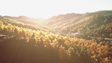 Colorful-mountains-range-in-autumn-season-with-red-orange-and-golden-foliage