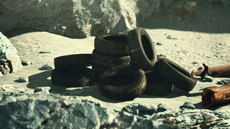 old-abandoned-tyres-on-sea-shore
