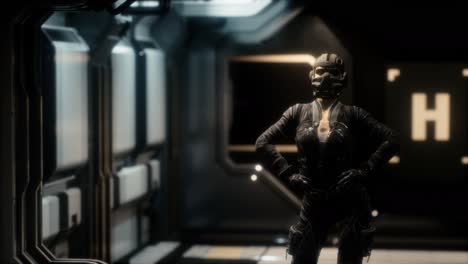 Mujer-Steampunk-En-Nave-Espacial-Futurista