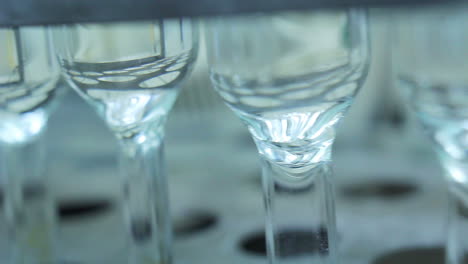 Glass-flasks-in-medical-laboratory.-Closeup.-Transparent-chemical-flasks