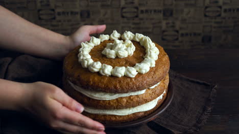 Carrot-cake-with-cream.-Homemade-cake-sweet.-Sweet-pie-dessert