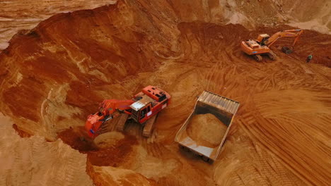 Top-view-of-mining-equipment-working-at-sand-mine.-Sand-work