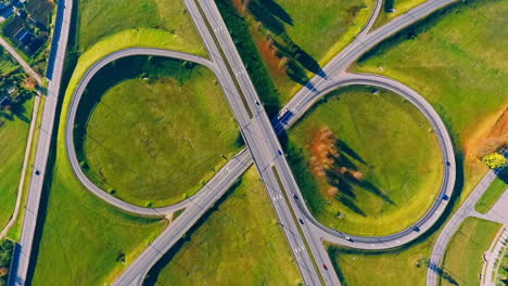 Interchange-highway-road.-Round-road-aerial-view.-Cars-traffic-on-circle-road