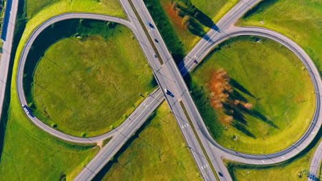 Cars-moving-on-highway-interchange.-Aerial-view-of-intersection-highway-road