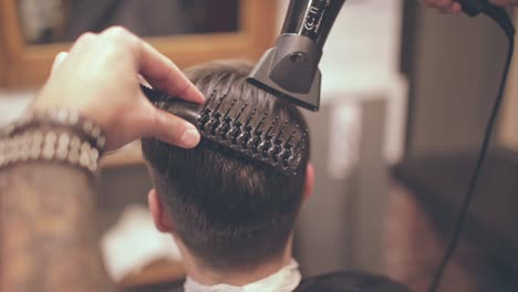 Male-hairstyle.-Hair-dryer-man-in-barbershop.-Man-hairstyle.-Male-hair-blowing