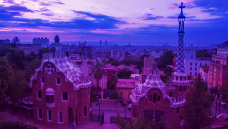 Barcelona-skyline-timelapse.-Park-Guell-designed-by-Antoni-Gaudi-in-Barcelona