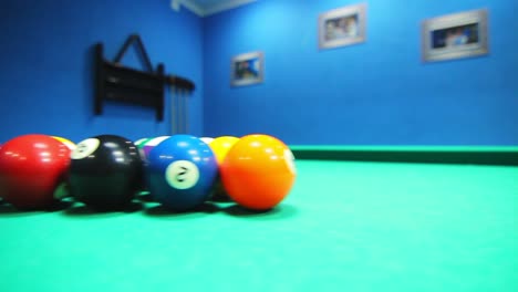 Colorful-billiard-balls-on-pool-table.-Billiards-pool-game.-Billiard-table