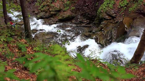 Waterfall-mountain-landscape.-River-flowing-in-mountainous-area