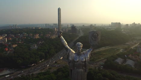 Great-Mother-Motherland-in-Kiev-city.-Drone-view-Kiev-Pechersk-Lavra