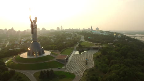 Mother-Motherland-on-Dnieper-shore.-Aerial-view-Kiev-Pechersk-Lavra-in-Kiev-city