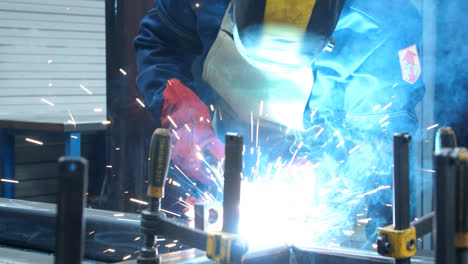 Process-of-autogenous-welding-at-industrial-enterprise.-Industrial-steel-welder