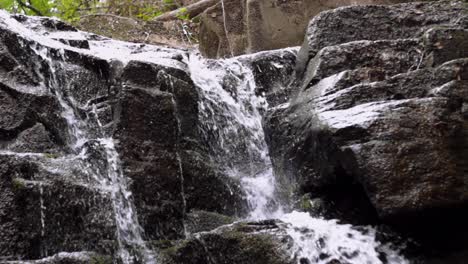 Beautiful-water-stream-landscape.-Waterfall-flow-on-stone